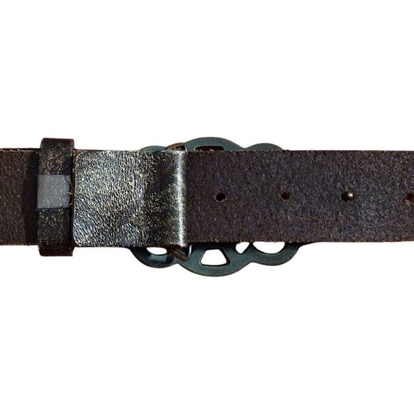 Streets Ahead Metallic Leather Belt with Ornate Buckle / Rhinestones, Medium - Picture 4 of 12